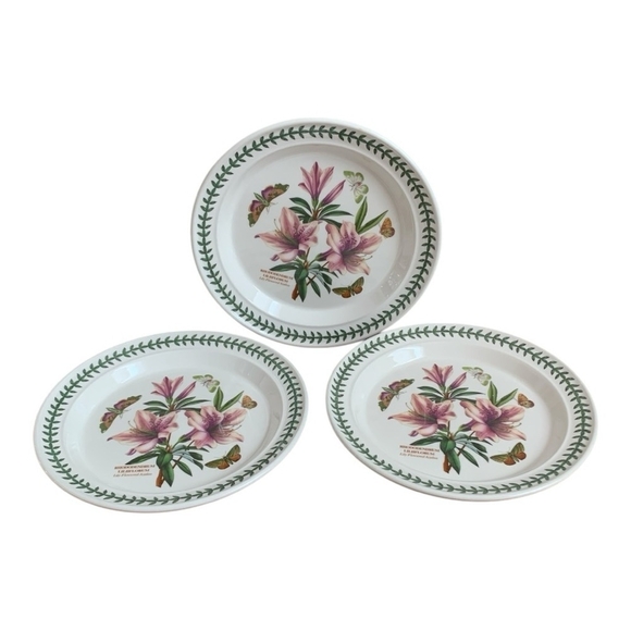 NWOT Portmeirion Botanic Garden Dinner Plates Set of 3 White Floral Design Plate - Picture 4 of 6
